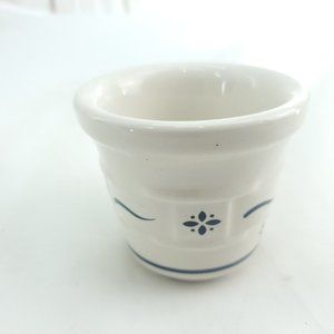 Longaberger White Pottery Woven Traditional Classic Blue Votive Candle Holder